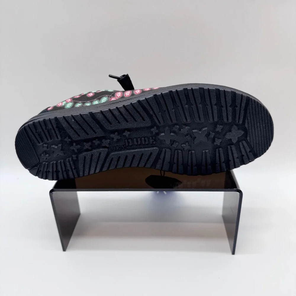 Hey Dude Wally Deck The Halls Men 10 Black Multi NWT Holiday Christmas Loafers